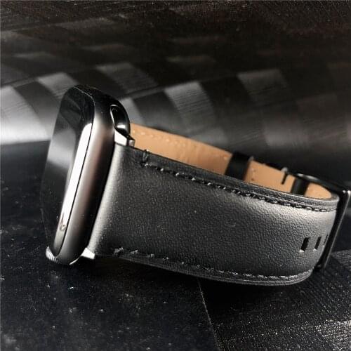 Compatible 44mm Apple Watch 5 Strap 42mm Genuine Leather Replacement Band for Apple Watchband iWatch 4 3 2 1 38mm 40mm Bracelet