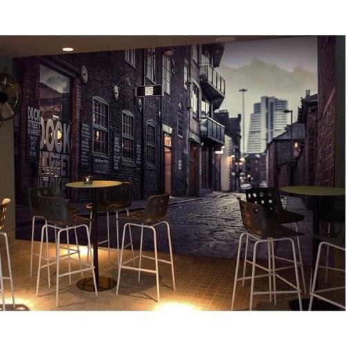 Retro European Streetscape Wallpaper Retro England Street Corner Photo Cafe Internet Cafe Restaurant Bar Custom Mural