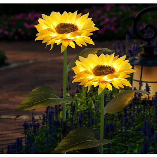 Solar Garden LED Light Outdoor Waterproof Sunflower Lawn Lights Solar Power Backyard Pathway Patio Decorative Landscape Lamp