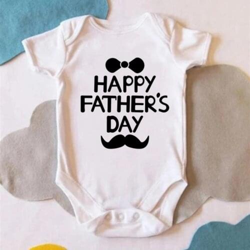 Happy Fathers Day Letters Print Newborn Baby Boys Girl Infant Short Sleeve Jumpsuit Bodysuit Clothes Outfits Fathers Dady Gift