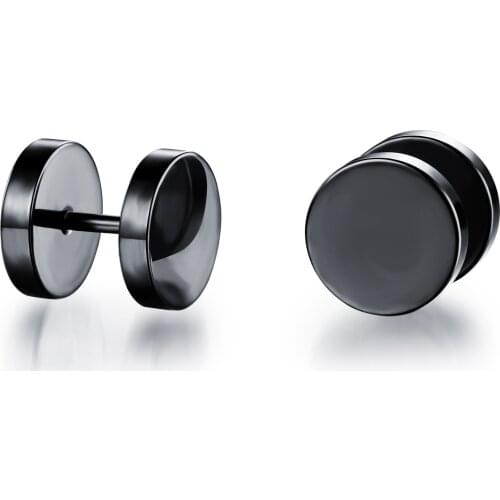 Simple Stainless Steel Dumbbell Man Stud Earrings Punk Style Fashion 316L Steel Mens Jewelry Gift 3 Colors