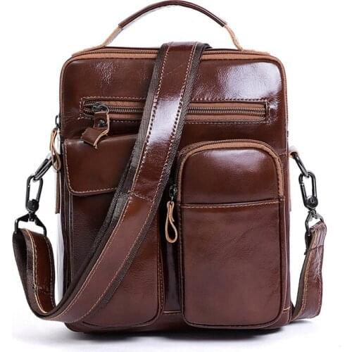 Vintage Male Casual Totes Handbag Cowhide Crossbody Bag Men Business Messenger Bag Genuine Leather Men Brand Bag Shoulder Bag