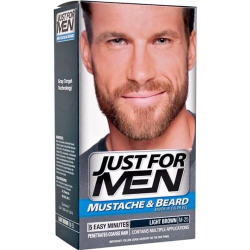 Just For Men 5Mins Mustache Beard Coloring Shampoo Dye Into Black Herb Natural Faster Beard Coloring Grey Removal Brush Included