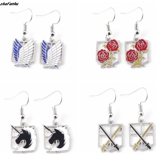 Anime Attack On Titan Drop Earring серьги Attack Wings Shingeki Cosplay Dangle Earrings For Women Girl Ear Jewelry