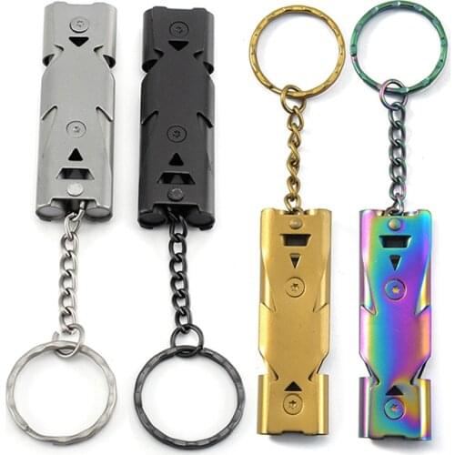 High Decibel Outdoor Life-Saving Emergency Whistles Stainless Steel Portable Keychain Pipe Urgency Survival Multifunction Tool