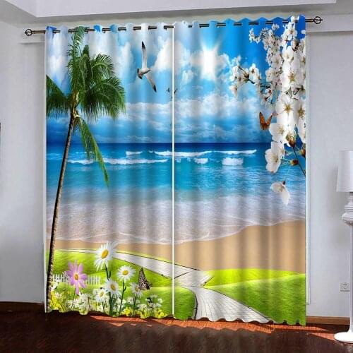 3D Curtain Photo Custom Beautiful beach park flower meadow Curtains For Bedroom Living Room Blackout curtain Home Decor