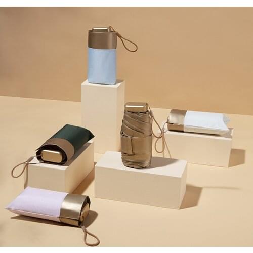 Mini Folding Sun Umbrella Soft Cloth Color Coating 6 Bones Five-folding Umbrella Boxed Beauty Girls Travel Anti-UV Protection