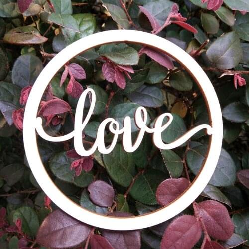 10pcs Wood Love Script Word Sign Laser Cut Unfinished Round Circle Wooden Greeting Signs Cursive Words Room Wedding Decors