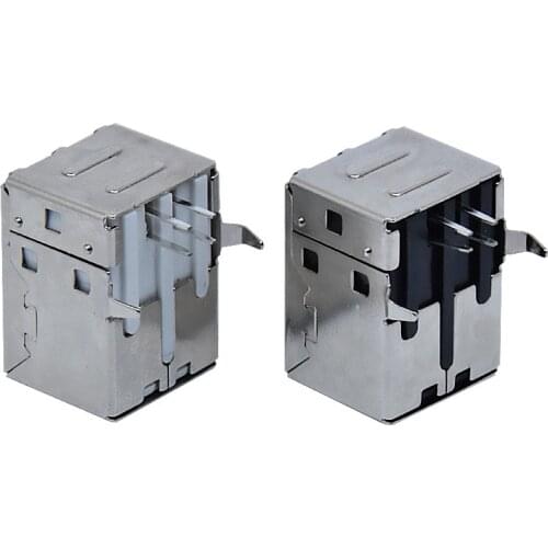 10Pcs Square USB 2.0 Socket Usb 4Pin B Type Female 90 Degree Plug-in PCB Welding Parent Connector for Printer Data Black White