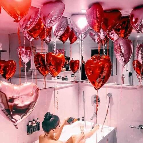 12pcs Love Heart Foil Balloon 18inch Red Pink Inflatable Helium Balloons Wedding Decorations Valentnes Birthday Party Decor Ball