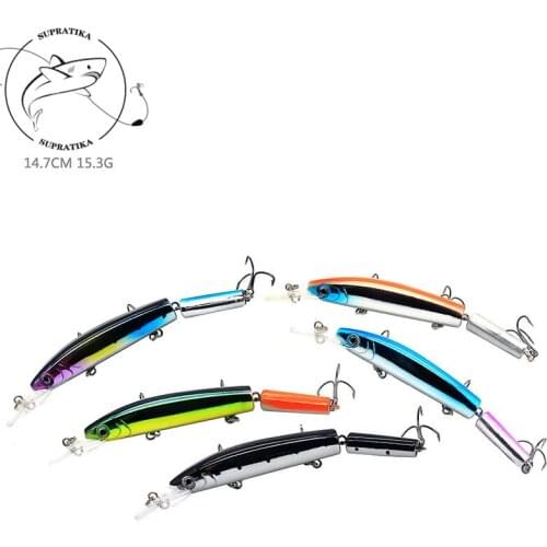 3D Eyes Anti-Corrosion Bionic 2-Segment Fishing Lure Hard Bait Artificial Minnow Wobbler 147mm/15.3g Plastic Fishing Bait