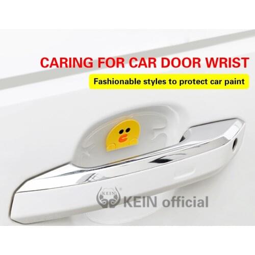 KEIN 4pcs Car Door Handle Protective protector Anti-Scratch Door Wrist Protector Handle Protective Film Cartoon Decorative film
