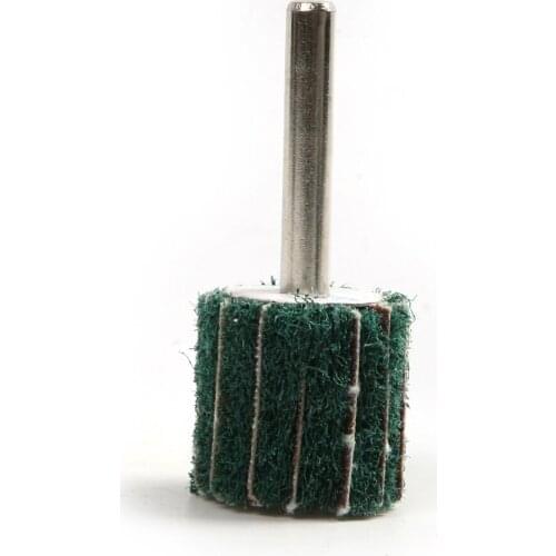 5Pcs Green 120 Grit 25x25mm Scouring Pad Grinding Sanding Head Flap Wheel Mounted Fiber Polishing Brush Wheel