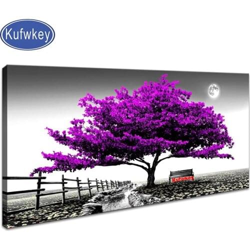 Diy 5d diamond painting Purple Tree Landscape rhinestones,square,full,diy,diamond embroidery,diamond mosaic art