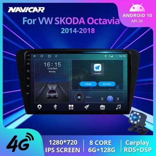 2Din Android10.0 Car Radio For Volkswagen SKODA Octavia 2014-2018 Stereo Receiver GPS Navigation Auto Radio Bluetooth Player IGO
