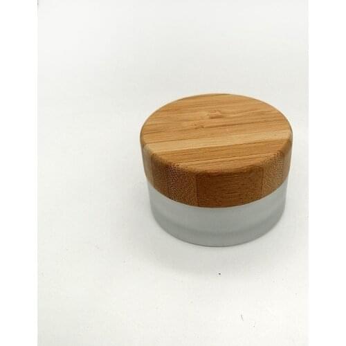 Cream jar with bamboo lid 30g natural bamboo cream jar frosted glass jar