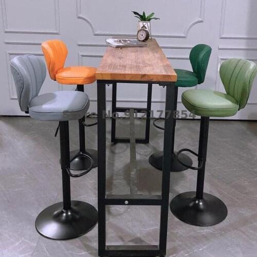 Bar Chair Lift Rotating Iron High Chair Light Luxury Modern Minimalist Home Backrest Bar Stool Fashion Bar Chair