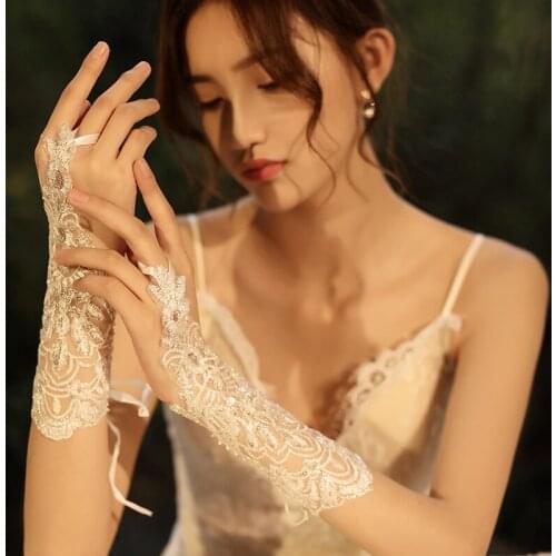 White Girls Princess SequinsGloves Girls Dress Glove Lace Performance Photography Wedding Party Accessories Kids Birthday Gift