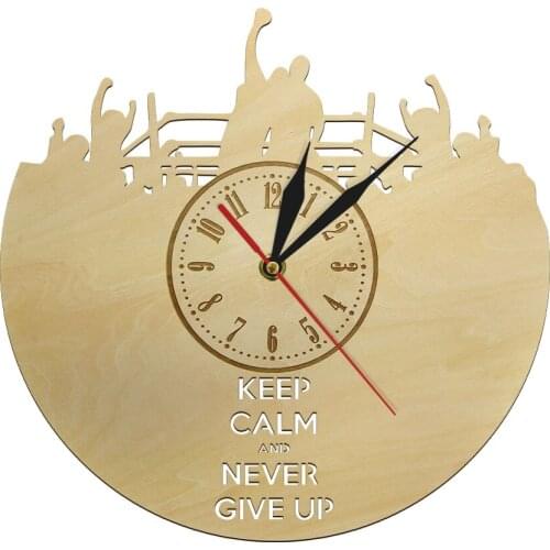 Boxing Wooden Clock Watch Keep Clam And Never Give Up Boxer Arena Fighting Sports Wall Arts Home Decorative Boxing Match Gifts