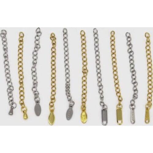 20pcs/lot 2 Inches Stainless Steel 18K Gold Necklace Bracelet Extender Chain Tag Connector for DIY Handmade Jewelry Making Craft