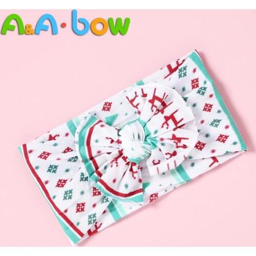 1 Piece Summer New Print Middle Size Bowknot Headband Baby Hair Elastic band Headwear Baby Newborn Headband Headwear Headwrap