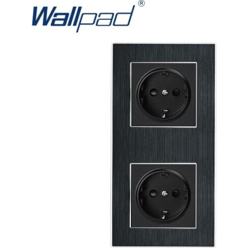 EU Socket Wallpad Luxury Satin Metal Panel Double EU Socket 16A Electric Wall Power Socket Electrical Outlets