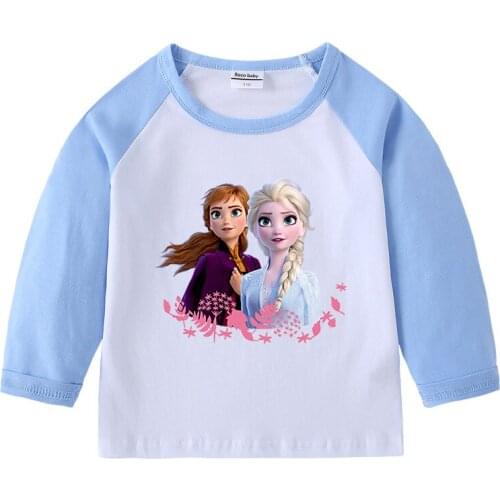 Disney Frozen Anna Elsa Print Baby Boy Girls T shirt Autumn Children Clothes Teenager T-Shirt Kids Toddler Leisrure Tee Clothing