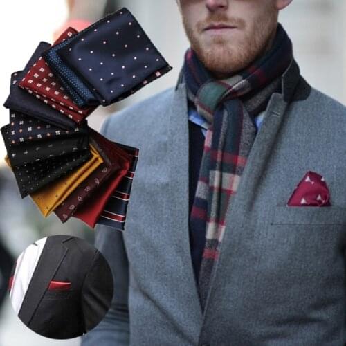 Men Fashion Business Casual Men Tie Dress Mens Fashion Suits Silk Scarf Quality Suit Pocket Towel (23cm*23cm)