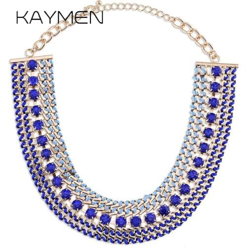 KAYMEN New Fashion Exquisite Chians with Big Rhinestones Strands Rope Chokers Chains Necklace for Girls Charm Bohemia Necklace