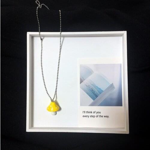 Creative Handmade Childlike Women Mushroom Necklace Funny Solid Color Hip Hop Design Sweater Chain Clothing Accessories
