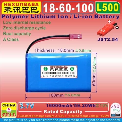 [L838] 3.7V 16000mAh [1860100] Polymer lithium ion / Li-ion battery for POWER BANK,GPS,cell phone;MP4,SPEAKER,dvr