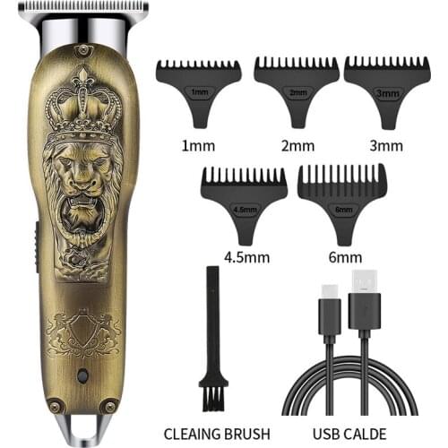 Professional powerful metal housing beard hair clipper rechargeable finishing electric hair trimmer men hair cutting tool