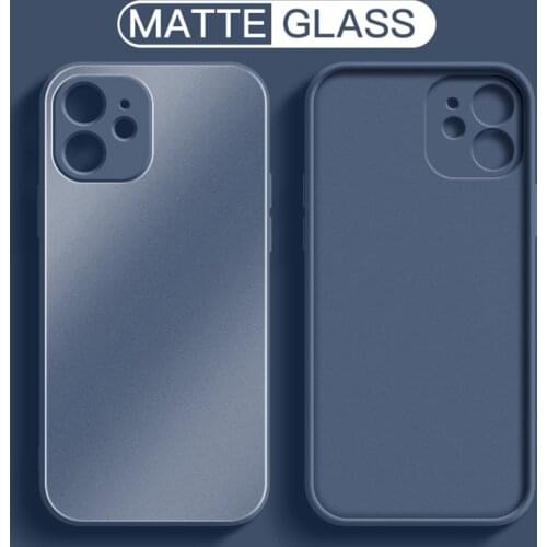 Matte Tempered Glass Phone Case For iPhone 12 11 Pro Max 12 Mini XS XR X 7 8 Plus SE 2020 Anti-fingerprint Liquid Silicone Cover