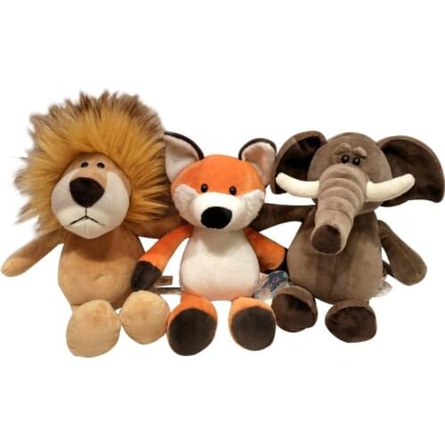 25cm Cute Stuffed Animals Plush Toy Raccoon Elephant Giraffe Fox Lion Tiger Monkey Dog Plush Animal Toy ChildrenS Soft Toys