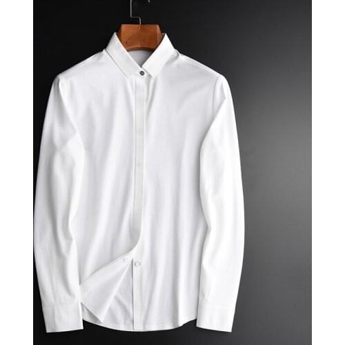 Cotton Spandex Camisa Masculina Long Sleeve White Mens Dress Plus Size 4xl Slim Fit Casual shirt Men