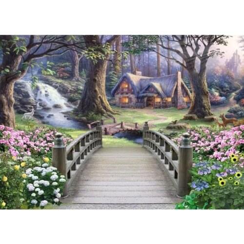 Dpsprue 5D DIY Diamond Painting Full Square/Round Cross stitch Kit Mosaic Wooden Bridge Scenery Diamond Embroidery Gift LM02