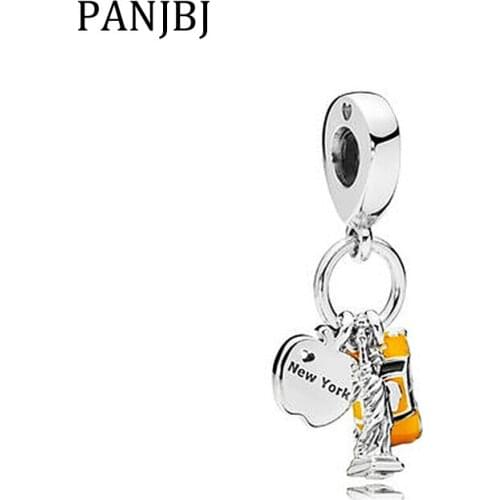 New Free Shipping Silver Plated Bead New York Highlights Dangle Charm Fit Original Bracelet Necklace DIY Women Jewelry