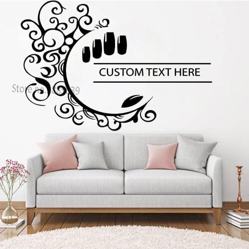 Custom studio name Nail Salon Sign Decals Art Beauty Salon Logo Spa Salon Decal Nails Custom Wall Stickers Vinyl Wallpaper LC887
