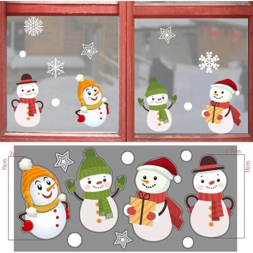 Christmas Sticker Snowflake Window Wall Stickers Snowman Elk Room Wall Decals Christmas Decorations For Home New Year Decoration