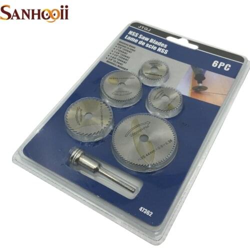SANHOOII 6Pcs HSS Rotary Tools Circular Saw Blades Cutting Discs Mandrel Cutoff Cutter Power tools Multi tool