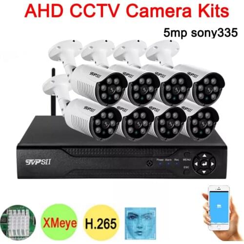 Face Detection 5MP Sony335 8CH 8 Channel H.265 Waterproof White Metal Array Infrared Security WIFI AHD CCTV Camera Kits System