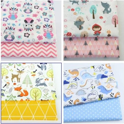 Syunss DIY Sewing Twill Printed Fabric Bundle For Baby Child Patchwork Quilting Fat Quarters Fabric 2pcs Ins Cotton Tissus Tild