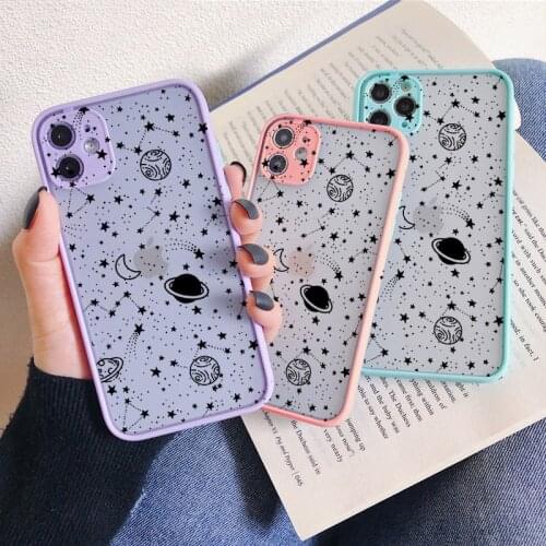 Shockproof Space Planet Stars Moon Spaceship Phone Case For iPhone 12 11 Pro Max XR X XS Max 6s 7 8 Plus SE 2020 Clear hard Case