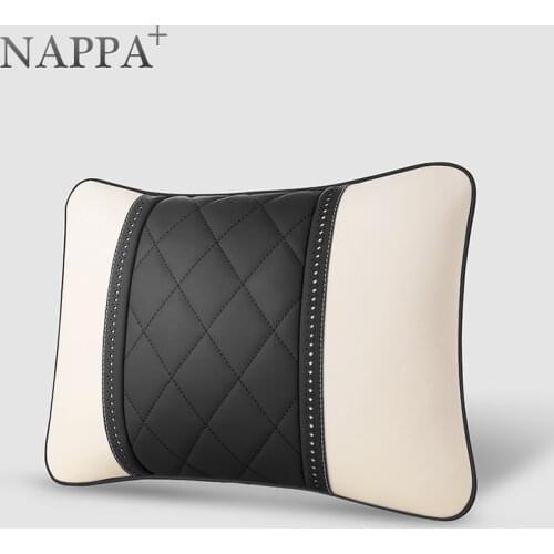 Universal Car headrest head seat Cushion neck pillow rest Nappa leather Cover For Auto Travel Lumbar Support Car Lumbar Pillow