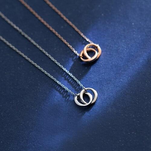 MloveAcc Authentic 925 Sterling Silver Circle in Circle Pendant Necklaces for Women Sterling Silver Jewelry Gift