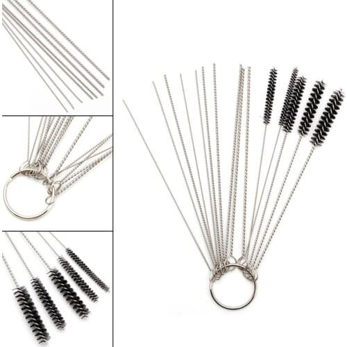 10 Cleaning Needles+5 Brushes Tool For Suzuki Carburetor Carbon Dirt Jet Dry New