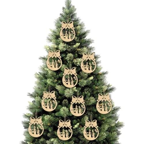 10pcs 8cm Wooden Christmas Ornaments Unfinished Wood Slices with Holes for Kids DIY Crafts Centerpieces Hanging Decorations