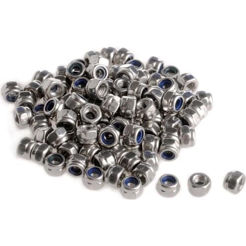 100Pcs M3 Diar 3mm Stainless Steel Nylon Screw Lock Hex Nut Insert Locking Nuts