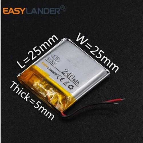 502525 3.7V 3.8V 240mAh Rechargeable li Polymer Li-ion Battery For bluetooth headset mouse Bracelet Wrist Watch 052525 502725