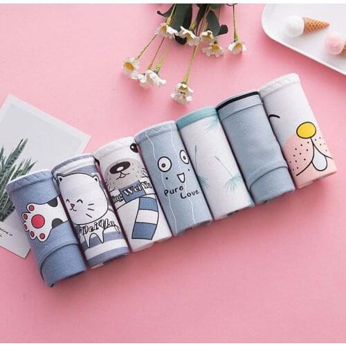 7PCS Cotton Panties For Women Underwear Fashion Female Briefs Girls Underpants Breathable Low Rise Lingeries Panties Womens